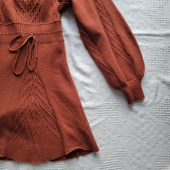 The Free People Emmaline Long Sleeve Sweater Dress in Cinnamon - Picture 6 of 13